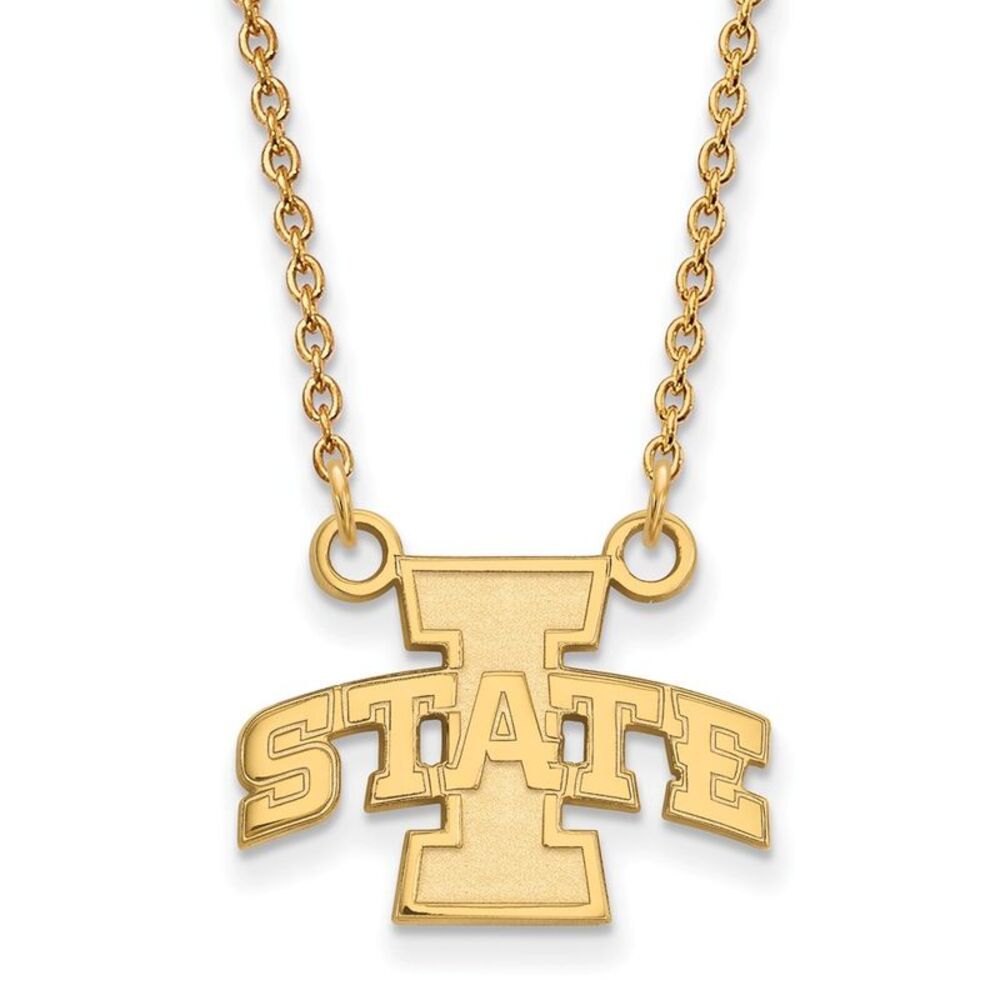 14k Gold Plated Silver Iowa State Small Pendant Necklace